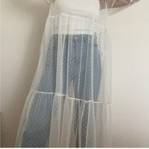 White Mesh Polka Dot Dress